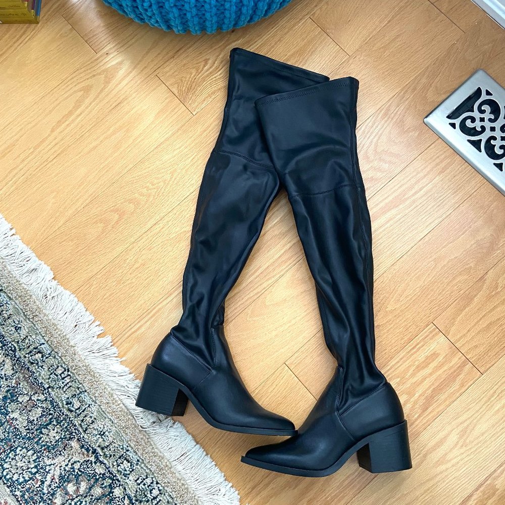Brand New Steve Madden Aleda Faux-Leather Over the Knee Boots